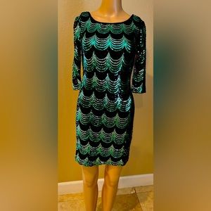Women’s Dresses, Crystal Doll, Green and Black Sequin, Sz Small